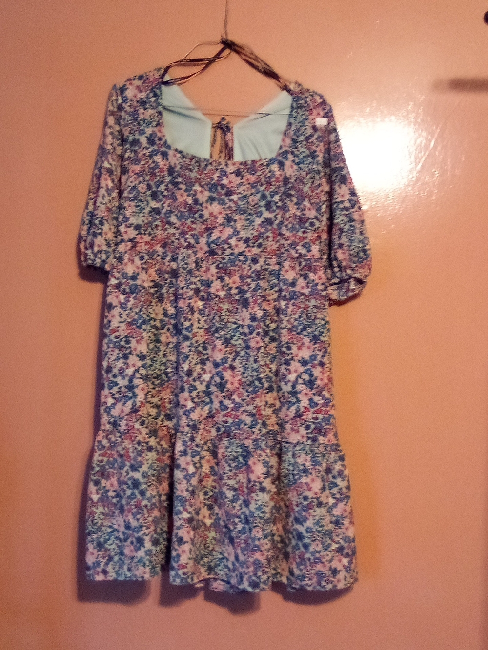 BCBG Floral High-Low Dress in Blue and Pink ( Bag Q )